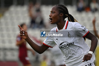 2024-10-20 - Evelyn Ijeh of A.C. Milan Femminile celebrates after scoring the gol of 0-1 during the 7th day of the Serie A Femminile eBay Championship between A.S. Roma and A.C. Milan Femminile at the Tre Fontane Stadium on October 20, 2024 in Rome, Italy. - AS ROMA VS AC MILAN - ITALIAN SERIE A WOMEN - SOCCER