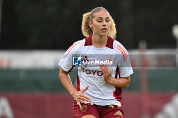 2024-10-20 - Alayah Pilgrim of A.S. Roma Femminile in action during the 7th day of the Serie A Femminile eBay Championship between A.S. Roma and A.C. Milan Femminile at the Tre Fontane Stadium on October 20, 2024 in Rome, Italy. - AS ROMA VS AC MILAN - ITALIAN SERIE A WOMEN - SOCCER