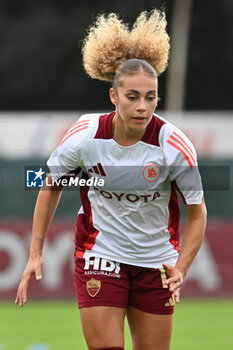 2024-10-20 - Alayah Pilgrim of A.S. Roma Femminile in action during the 7th day of the Serie A Femminile eBay Championship between A.S. Roma and A.C. Milan Femminile at the Tre Fontane Stadium on October 20, 2024 in Rome, Italy. - AS ROMA VS AC MILAN - ITALIAN SERIE A WOMEN - SOCCER