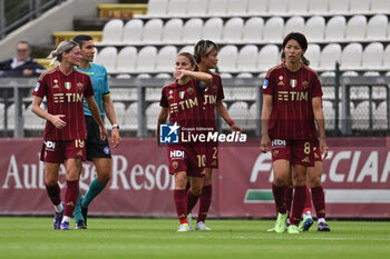 2024-10-20 - Manuela Giugliano of A.S. Roma Femminile celebrates after scoring the gol of of 1-1 during the 7th day of the Serie A Femminile eBay Championship between A.S. Roma and A.C. Milan Femminile at the Tre Fontane Stadium on October 20, 2024 in Rome, Italy. - AS ROMA VS AC MILAN - ITALIAN SERIE A WOMEN - SOCCER