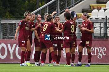 2024-10-20 - Manuela Giugliano of A.S. Roma Femminile celebrates after scoring the gol of of 1-1 during the 7th day of the Serie A Femminile eBay Championship between A.S. Roma and A.C. Milan Femminile at the Tre Fontane Stadium on October 20, 2024 in Rome, Italy. - AS ROMA VS AC MILAN - ITALIAN SERIE A WOMEN - SOCCER