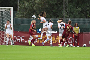 2024-10-20 - Manuela Giugliano of A.S. Roma Femminile is scoring the goal of 1-1 during the 7th day of the Serie A Femminile eBay Championship between A.S. Roma and A.C. Milan Femminile at the Tre Fontane Stadium on October 20, 2024 in Rome, Italy. - AS ROMA VS AC MILAN - ITALIAN SERIE A WOMEN - SOCCER