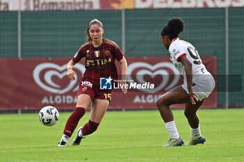 2024-10-20 - Giulia Dragoni of A.S. Roma Femminile and Chante-Mary Dompig of A.C. Milan Femminile in action during the 7th day of the Serie A Femminile eBay Championship between A.S. Roma and A.C. Milan Femminile at the Tre Fontane Stadium on October 20, 2024 in Rome, Italy. - AS ROMA VS AC MILAN - ITALIAN SERIE A WOMEN - SOCCER