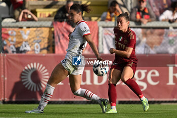 2024-10-20 - Angelica Soffia of A.C. Milan Femminile and Emilie Haavi of A.S. Roma Femminile in action during the 7th day of the Serie A Femminile eBay Championship between A.S. Roma and A.C. Milan Femminile at the Tre Fontane Stadium on October 20, 2024 in Rome, Italy. - AS ROMA VS AC MILAN - ITALIAN SERIE A WOMEN - SOCCER