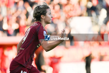 2024-10-20 - Valentina Giacinti of A.S. Roma Femminile celebrates after scoring the gol of 2-1 during the 7th day of the Serie A Femminile eBay Championship between A.S. Roma and A.C. Milan Femminile at the Tre Fontane Stadium on October 20, 2024 in Rome, Italy. - AS ROMA VS AC MILAN - ITALIAN SERIE A WOMEN - SOCCER