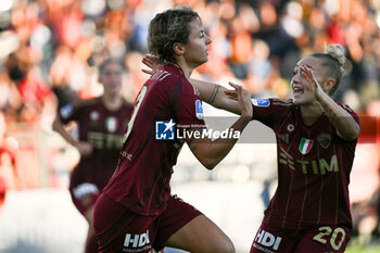 2024-10-20 - Valentina Giacinti of A.S. Roma Femminile celebrates after scoring the gol of 2-1 during the 7th day of the Serie A Femminile eBay Championship between A.S. Roma and A.C. Milan Femminile at the Tre Fontane Stadium on October 20, 2024 in Rome, Italy. - AS ROMA VS AC MILAN - ITALIAN SERIE A WOMEN - SOCCER