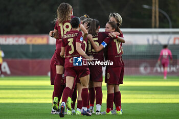 2024-10-20 - Valentina Giacinti of A.S. Roma Femminile celebrates after scoring the gol of 2-1 during the 7th day of the Serie A Femminile eBay Championship between A.S. Roma and A.C. Milan Femminile at the Tre Fontane Stadium on October 20, 2024 in Rome, Italy. - AS ROMA VS AC MILAN - ITALIAN SERIE A WOMEN - SOCCER