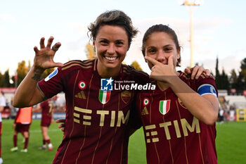 2024-10-20 - Valentina Giacinti and Manuela Giugliano of A.S. Roma Femminile during the 7th day of the Serie A Femminile eBay Championship between A.S. Roma and A.C. Milan Femminile at the Tre Fontane Stadium on October 20, 2024 in Rome, Italy. - AS ROMA VS AC MILAN - ITALIAN SERIE A WOMEN - SOCCER