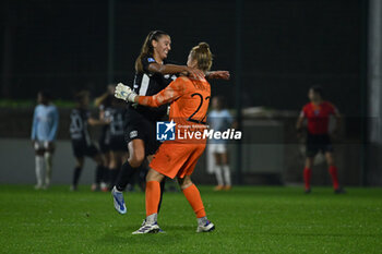 2024-11-02 - Berta Bou Salas and Astrid Gilardi of F.C. Como Women celebrates the gol of Dominika Skorvankova of F.C. Como Women during the 8th day of the Serie A Femminile eBay Championship between S.S. Lazio and F.C. Como at the Mirko Fersini Stadium on November 2, 2024 in Formello, Italy. - LAZIO WOMEN VS FC COMO WOMEN - ITALIAN SERIE A WOMEN - SOCCER