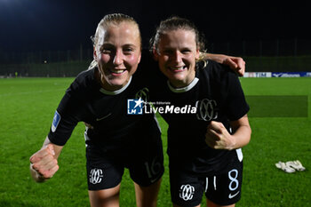 2024-11-02 - Julia Karlernas and Dominika Skorvankova of F.C. Como Women in action during the 8th day of the Serie A Femminile eBay Championship between S.S. Lazio and F.C. Como at the Mirko Fersini Stadium on November 2, 2024 in Formello, Italy. - LAZIO WOMEN VS FC COMO WOMEN - ITALIAN SERIE A WOMEN - SOCCER