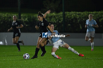 2024-11-02 - Chiara Cecotti of F.C. Como Women and Noemi Visentin of S.S. Lazio in action during the 8th day of the Serie A Femminile eBay Championship between S.S. Lazio and F.C. Como at the Mirko Fersini Stadium on November 2, 2024 in Formello, Italy. - LAZIO WOMEN VS FC COMO WOMEN - ITALIAN SERIE A WOMEN - SOCCER