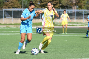 2024-11-03 - Melissa Bellucci of Napoli Femminile competes for the ball with \j5\ during the Soccer- Italian Serie A Women between Napoli Femminile vs Juventus FC at Arena Giuseppe Piccolo Stadium - NAPOLI FEMMINILE VS JUVENTUS FC - ITALIAN SERIE A WOMEN - SOCCER