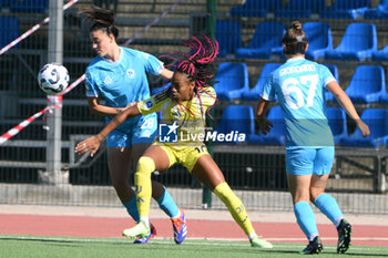 2024-11-03 - Tecla Pettenuzzo of Napoli Femminile competes for the ball with Cristina Girelli of Juventus FC \during the Soccer- Italian Serie A Women between Napoli Femminile vs Juventus FC at Arena Giuseppe Piccolo Stadium - NAPOLI FEMMINILE VS JUVENTUS FC - ITALIAN SERIE A WOMEN - SOCCER