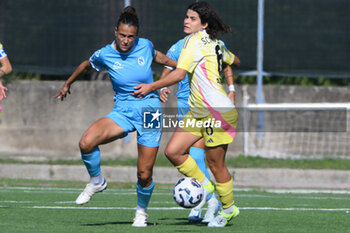 2024-11-03 - Eva Schatzer of Juventus FC competes for the ball with Violah Nambiof Napoli Femminile during the Soccer- Italian Serie A Women between Napoli Femminile vs Juventus FC at Arena Giuseppe Piccolo Stadium - NAPOLI FEMMINILE VS JUVENTUS FC - ITALIAN SERIE A WOMEN - SOCCER