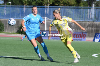 2024-11-03 - Cecilie Sandvei of Napoli Femminile competes for the ball with Emma Nanny Kullberg of Juventus FC during the Soccer- Italian Serie A Women between Napoli Femminile vs Juventus FC at Arena Giuseppe Piccolo Stadium - NAPOLI FEMMINILE VS JUVENTUS FC - ITALIAN SERIE A WOMEN - SOCCER