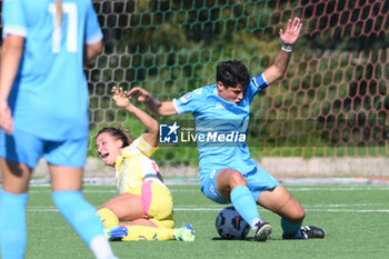 2024-11-03 - Paola Di MArino of Napoli Femminile competes for the ball with Maja Jelcic of Napoli Femminile during the Soccer- Italian Serie A Women between Napoli Femminile vs Juventus FC at Arena Giuseppe Piccolo Stadium - NAPOLI FEMMINILE VS JUVENTUS FC - ITALIAN SERIE A WOMEN - SOCCER