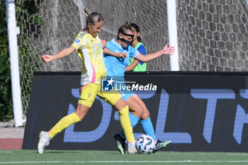 2024-11-03 - Michela Giordano of Napoli Femminile competes for the ball with \j5\ during the Soccer- Italian Serie A Women between Napoli Femminile vs Juventus FC at Arena Giuseppe Piccolo Stadium - NAPOLI FEMMINILE VS JUVENTUS FC - ITALIAN SERIE A WOMEN - SOCCER