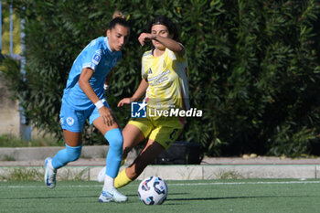 2024-11-03 - Eva Schatzer of Juventus FC competes for the ball with Gloria Sliskovic of Napoli Femminile during the Soccer- Italian Serie A Women between Napoli Femminile vs Juventus FC at Arena Giuseppe Piccolo Stadium - NAPOLI FEMMINILE VS JUVENTUS FC - ITALIAN SERIE A WOMEN - SOCCER