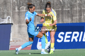 2024-11-03 - Asia Bragonzi of Juventus FC competes for the ball with Gloria Sliskovic of Napoli Femminile during the Soccer- Italian Serie A Women between Napoli Femminile vs Juventus FC at Arena Giuseppe Piccolo Stadium - NAPOLI FEMMINILE VS JUVENTUS FC - ITALIAN SERIE A WOMEN - SOCCER