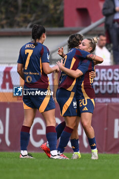 2024-11-09 - Giada Greggi of A.S. Roma Femminile celebrates after scoring the gol of 1-0 during the 9th day of the Serie A Femminile eBay Championship between A.S. Roma and A.C.F. Fiorentina Femminile at the Tre Fontane Stadium on November 9, 2024 in Rome, Italy. - AS ROMA VS ACF FIORENTINA - ITALIAN SERIE A WOMEN - SOCCER