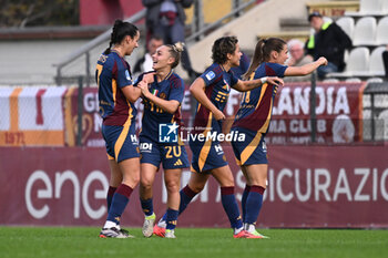 2024-11-09 - Giada Greggi of A.S. Roma Femminile celebrates after scoring the gol of 1-0 during the 9th day of the Serie A Femminile eBay Championship between A.S. Roma and A.C.F. Fiorentina Femminile at the Tre Fontane Stadium on November 9, 2024 in Rome, Italy. - AS ROMA VS ACF FIORENTINA - ITALIAN SERIE A WOMEN - SOCCER