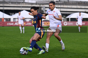 2024-11-09 - Lucia Di Guglielmo of A.S. Roma Femminile and Agnese Bonfantini of A.C.F Fiorentina in action during the 9th day of the Serie A Femminile eBay Championship between A.S. Roma and A.C.F. Fiorentina Femminile at the Tre Fontane Stadium on November 9, 2024 in Rome, Italy. - AS ROMA VS ACF FIORENTINA - ITALIAN SERIE A WOMEN - SOCCER