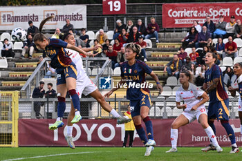 2024-11-09 - Emilie Haavi of A.S. Roma Femminile and Agnese Bonfantini of A.C.F Fiorentina in action during the 9th day of the Serie A Femminile eBay Championship between A.S. Roma and A.C.F. Fiorentina Femminile at the Tre Fontane Stadium on November 9, 2024 in Rome, Italy. - AS ROMA VS ACF FIORENTINA - ITALIAN SERIE A WOMEN - SOCCER