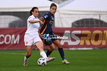 2024-11-09 - Michela Catena of A.C.F Fiorentina and Manuela Giugliano of A.S. Roma Femminile in action during the 9th day of the Serie A Femminile eBay Championship between A.S. Roma and A.C.F. Fiorentina Femminile at the Tre Fontane Stadium on November 9, 2024 in Rome, Italy. - AS ROMA VS ACF FIORENTINA - ITALIAN SERIE A WOMEN - SOCCER