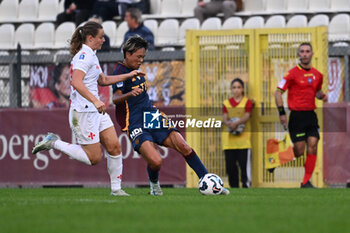 2024-11-09 - Emma Skou Faerge of A.C.F Fiorentina and Moeka Minami of A.S. Roma Femminile in action during the 9th day of the Serie A Femminile eBay Championship between A.S. Roma and A.C.F. Fiorentina Femminile at the Tre Fontane Stadium on November 9, 2024 in Rome, Italy. - AS ROMA VS ACF FIORENTINA - ITALIAN SERIE A WOMEN - SOCCER