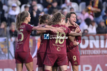 2024-11-17 - AS Roma's Lucia Di Guglielmo celebrates after scoring the goal 1-0 during the Italian Football Championship League A Women 2024/2025 match between AS Roma vs SS Lazio at the Tre Fontane stadium on 17 November 2024. - AS ROMA VS LAZIO WOMEN - ITALIAN SERIE A WOMEN - SOCCER