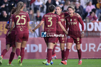 2024-11-17 - AS Roma's Lucia Di Guglielmo celebrates after scoring the goal 1-0 during the Italian Football Championship League A Women 2024/2025 match between AS Roma vs SS Lazio at the Tre Fontane stadium on 17 November 2024. - AS ROMA VS LAZIO WOMEN - ITALIAN SERIE A WOMEN - SOCCER