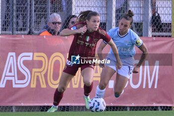 2024-11-17 - AS Roma's Emilie Haavi and Lazio’s Women Elisabetta Oliviero during the Italian Football Championship League A Women 2024/2025 match between AS Roma vs SS Lazio at the Tre Fontane stadium on 17 November 2024. - AS ROMA VS LAZIO WOMEN - ITALIAN SERIE A WOMEN - SOCCER