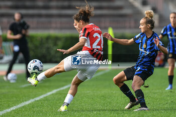 2024-09-22 - #20 Angelica Soffia of Milan Women in action during Serie A Ebay Femminile 24/25 match between FC Inter Women and AC Milan Wome at Arena Civica Ernesto Breda, Milano - INTER - FC INTERNAZIONALE VS AC MILAN - ITALIAN SERIE A WOMEN - SOCCER