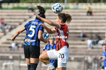 2024-09-22 - aerial contrast during Serie A Ebay Femminile 24/25 match between FC Inter Women and AC Milan Wome at Arena Civica Ernesto Breda, Milano - INTER - FC INTERNAZIONALE VS AC MILAN - ITALIAN SERIE A WOMEN - SOCCER