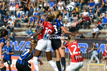 2024-09-22 - aerial contrast durin Serie A Ebay Femminile 24/25 match between FC Inter Women and AC Milan Wome at Arena Civica Ernesto Breda, Milano - INTER - FC INTERNAZIONALE VS AC MILAN - ITALIAN SERIE A WOMEN - SOCCER