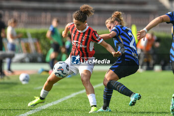 2024-09-22 - #20 Angelica Soffia of Milan Women in action during Serie A Ebay Femminile 24/25 match between FC Inter Women and AC Milan Wome at Arena Civica Ernesto Breda, Milano - INTER - FC INTERNAZIONALE VS AC MILAN - ITALIAN SERIE A WOMEN - SOCCER