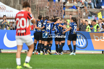 2024-09-22 - FC Inter Women celebrates scoring his team's first goal to make the score 1-0 during Serie A Ebay Femminile 24/25 match between FC Inter Women and AC Milan Wome at Arena Civica Ernesto Breda, Milano - INTER - FC INTERNAZIONALE VS AC MILAN - ITALIAN SERIE A WOMEN - SOCCER