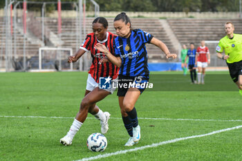 2024-09-22 - #15 Sara Stokic of Milan Women contrast #15 Annamaria Serturini of Inter Women in action during Serie A Ebay Femminile 24/25 match between FC Inter Women and AC Milan Wome at Arena Civica Ernesto Breda, Milano - INTER - FC INTERNAZIONALE VS AC MILAN - ITALIAN SERIE A WOMEN - SOCCER