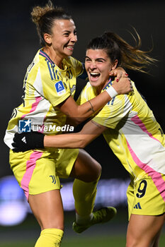 2024-11-24 - Caruso Arianna of Juventus Fc Women and Cantore Sofia of Juventus Women celebrating after a goal during the Serie A match football between Como Calcio Women and Juventus FC Women on 24 of November 2024 at Ferruccio Trabattoni stadium in Seregno, Italy - FC COMO WOMEN VS JUVENTUS FC - ITALIAN SERIE A WOMEN - SOCCER