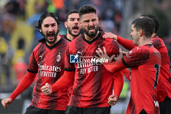 2024-01-07 - Ac Milan's forward Olivier Giroud celebrates after scoring a goal with his teammates - EMPOLI FC VS AC MILAN - ITALIAN SERIE A - SOCCER
