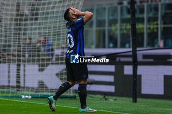 2024-01-06 - Lautaro Martinez of FC Internazionale reacts during Serie A 2023/24 football match between FC Internazionale and Hellas Verona at Giuseppe Meazza Stadium, Milan, Italy on January 06, 2024 - INTER - FC INTERNAZIONALE VS HELLAS VERONA FC - ITALIAN SERIE A - SOCCER