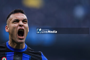 2024-01-06 - Lautaro Martinez of FC Internazionale celebrates after scoring a goal during Serie A 2023/24 football match between FC Internazionale and Hellas Verona at Giuseppe Meazza Stadium, Milan, Italy on January 06, 2024 - INTER - FC INTERNAZIONALE VS HELLAS VERONA FC - ITALIAN SERIE A - SOCCER
