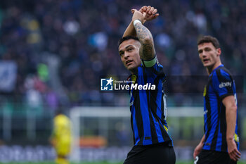 2024-01-06 - Lautaro Martinez of FC Internazionale celebrates after scoring a goal during Serie A 2023/24 football match between FC Internazionale and Hellas Verona at Giuseppe Meazza Stadium, Milan, Italy on January 06, 2024 - INTER - FC INTERNAZIONALE VS HELLAS VERONA FC - ITALIAN SERIE A - SOCCER