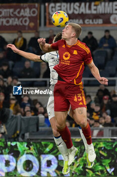 2024-01-07 - Rasmus Kristensen (AS Roma);  during the Italian Football Championship League A 2023/2024 match between AS Roma vs Atalanta BC at the Olimpic Stadium in Rome on 07 January  2024. - AS ROMA VS ATALANTA BC - ITALIAN SERIE A - SOCCER