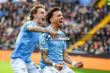 2024-01-07 - Lazio's Luca Pellegrini celebrates after scoring a goal with Lazio's Nicolo' Rovella - UDINESE CALCIO VS SS LAZIO - ITALIAN SERIE A - SOCCER