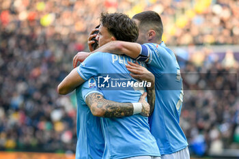 2024-01-07 - Lazio's Luca Pellegrini celebrates after scoring a goal with teammates - UDINESE CALCIO VS SS LAZIO - ITALIAN SERIE A - SOCCER