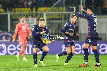 2024-01-14 - Fiorentina's Lucas Beltran celebrates after scoring the 1-1 goal - ACF FIORENTINA VS UDINESE CALCIO - ITALIAN SERIE A - SOCCER