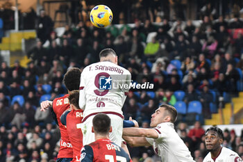 2024-01-13 - aerial contrast during Italian Serie A TIM between Genoa CFC vs Torino FC on 13 January 2024 at the Stadio Luigi Ferraris, Genova - GENOA CFC VS TORINO FC - ITALIAN SERIE A - SOCCER