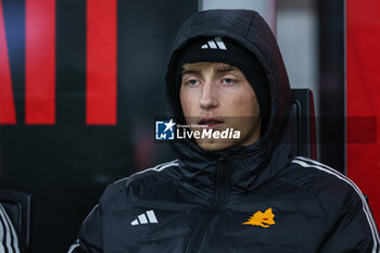 2024-01-14 - Dean Huijsen of AS Roma looks on during Serie A 2023/24 football match between AC Milan and AS Roma at San Siro Stadium, Milan, Italy on January 14, 2024 - AC MILAN VS AS ROMA - ITALIAN SERIE A - SOCCER