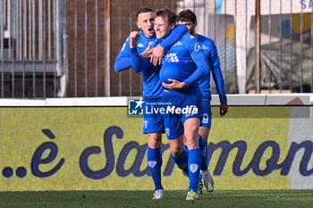 2024-01-21 - Empoli FC's midfielder Szymon Zurkowski celebrates after scoring a goal with Empoli FC's defender Ardian Ismajli - EMPOLI FC VS AC MONZA - ITALIAN SERIE A - SOCCER